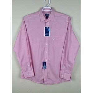 Club Room Regular Fit Men Pink Long Sleeve Striped Button Up Shirt 16 34-35